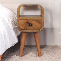 Extra Mini Curve Open Slot Nightstand - Oak