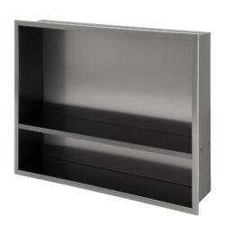 19" X 15" Stainless Steel Shower Niche Double Shelf With Rust Resistance - Gunmetal Black