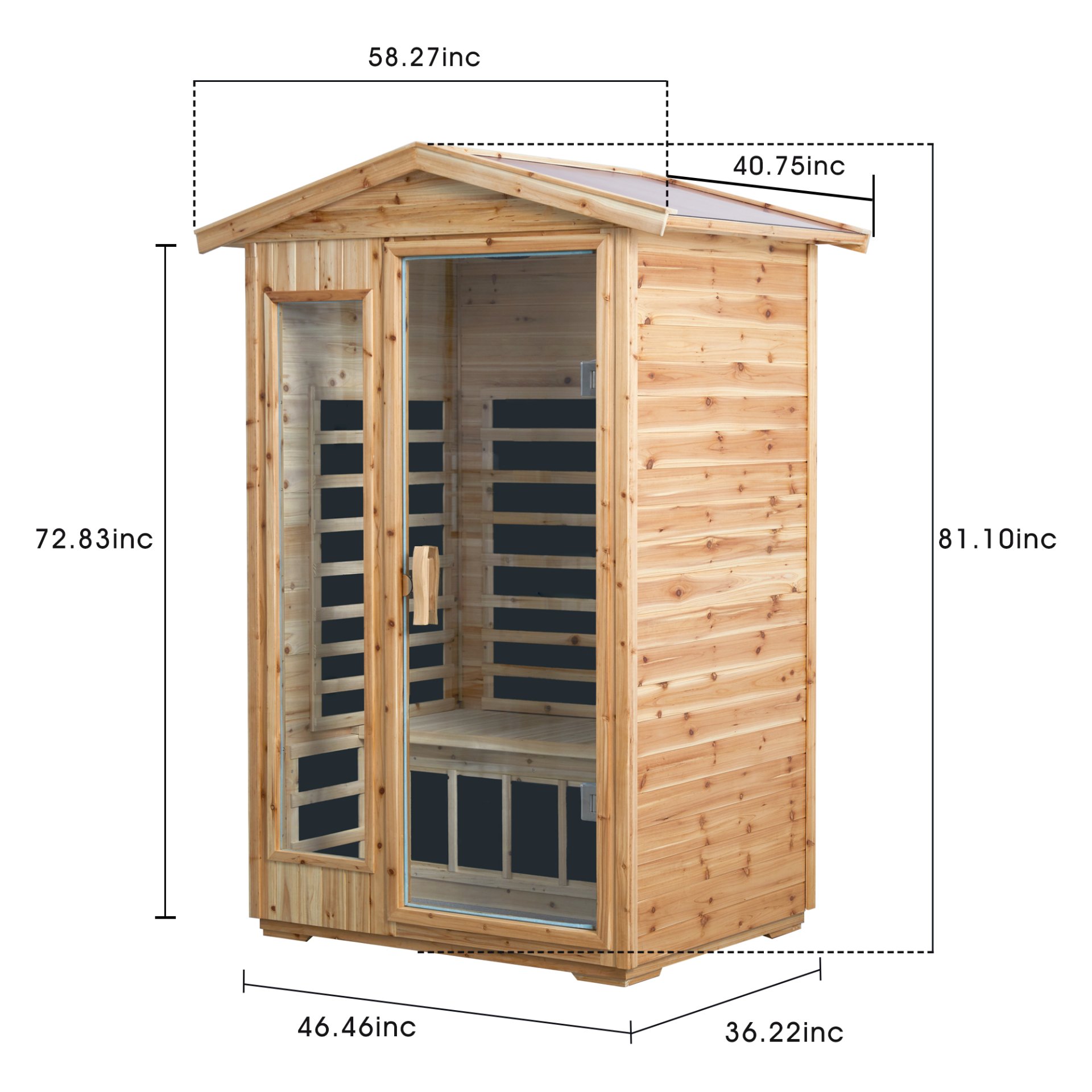 2 Person Far Infrared Old Fir Outdoor Sauna Room - Natural - Image 3