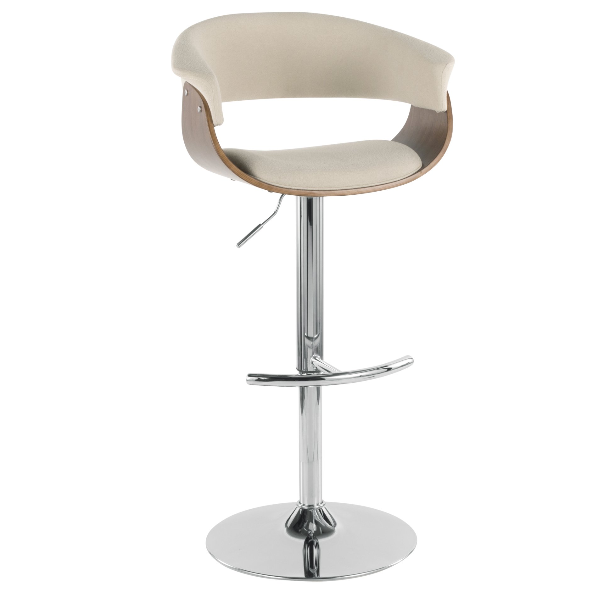 Vintage Mod - Mid-Century Modern Adjustable Barstool With Swivel (Set of 2) - Walnut / Cream - Image 3