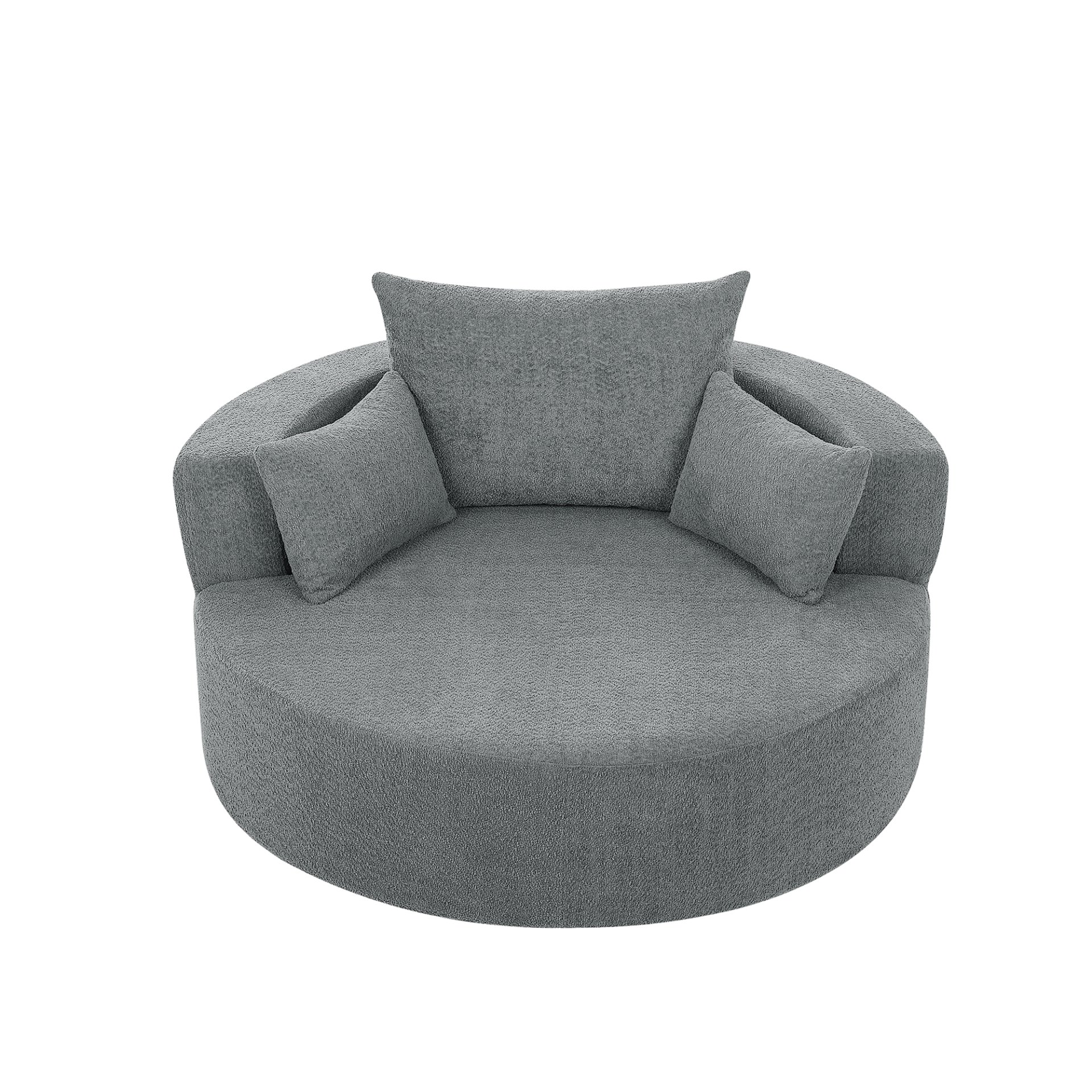 360° Swivel Chair Accent Barrel Chair Swivel Round Sofa Chair With 3 Removable Pillows For Living Room, Office And Hotel - Gray - Image 17