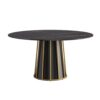 Modern Artificial Stone Round Metal Iron Base Dining Table, Can Accommodate 8 People, (Not Including Chairs) - Black - Image 5