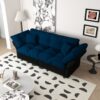 Queen Pull Out Sofa Bed, 3 In 1 Convertible Sleeper Tufted Sofa & 2 Soft Pillows - Blue - Image 6