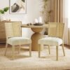 Mid Century Rattan Dining Chair Without Arms (Set of 2) - Beige / Natural Ash - Image 2