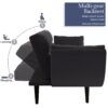 Sofa Soft Two Armrests Throw Pillow Pillow Comfortable Fit Apartment Bedroom Small Space - Black - Image 7