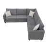 Modern Upholstered Living Room Sectional Sofa, L Shape Furniture Couch With 3 Pillows - Gray - Image 3