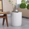 Outdoor End Table With Scallop Edge - Antique White - Image 2