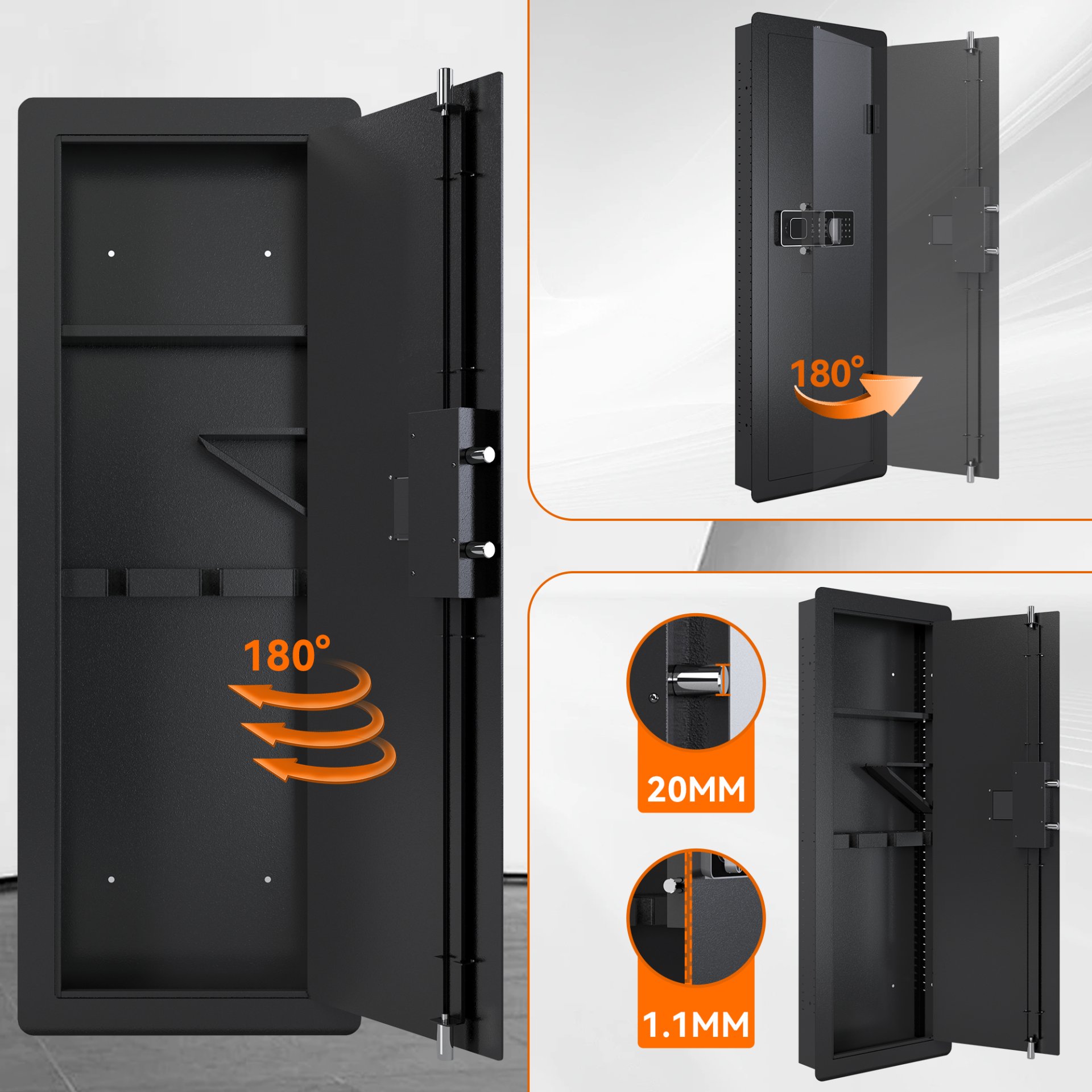 Wall Gun Safe, Gun Safes For Home, Gun Safes & Cabinets, Wall Safes Between The Studs, Quick Access Rifle Safe With Removable Shelf And Digital Keypad - Black - Image 5