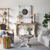 Round Wooden Coffee Table With Distressed Scrollwork Legs - Multicolor - Image 7