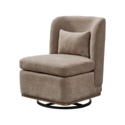 Modern Cushioned Armless Metal Base 360 Degree Swivel Chair With Pillow, Suitable For Living Room, Family Room, Bedroom, Lounge Area, Office - Taupe