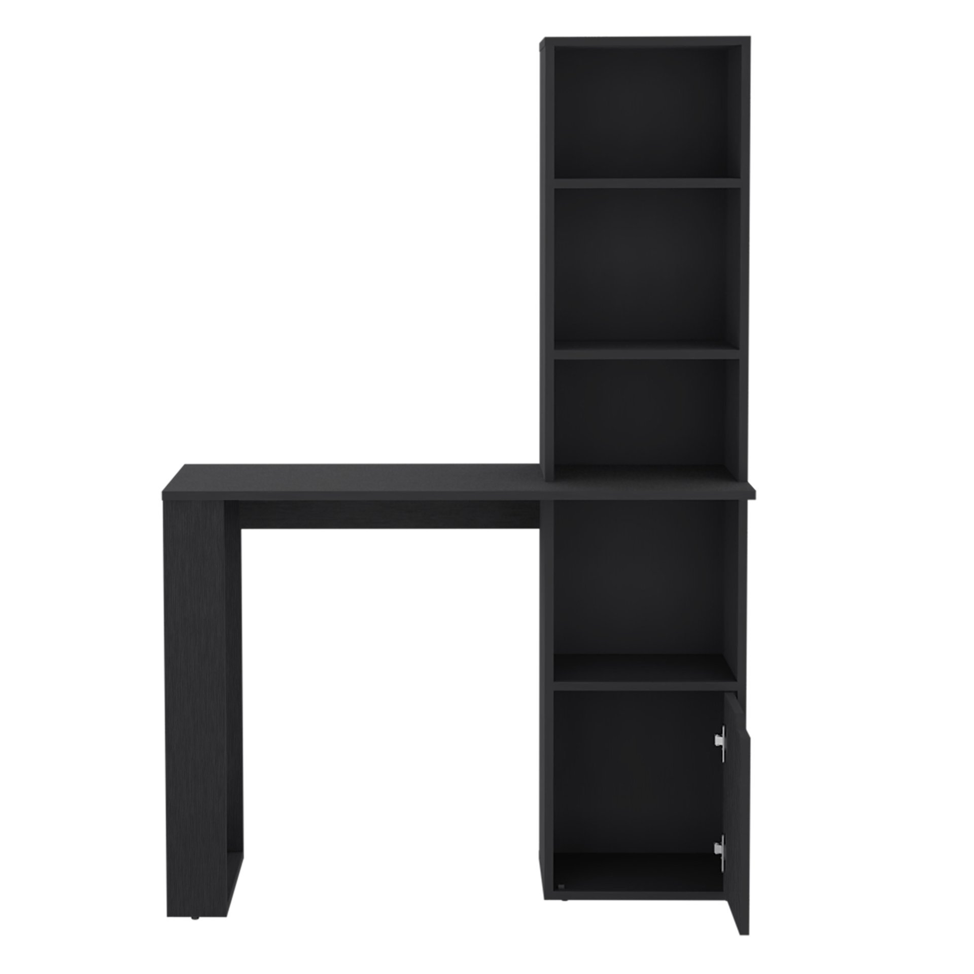 Writing Desk With Bookcase And Cabinet - Black - Image 4