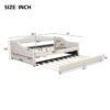 Full Long Size Daybed With LED Belt And Trundle - Beige - Image 3