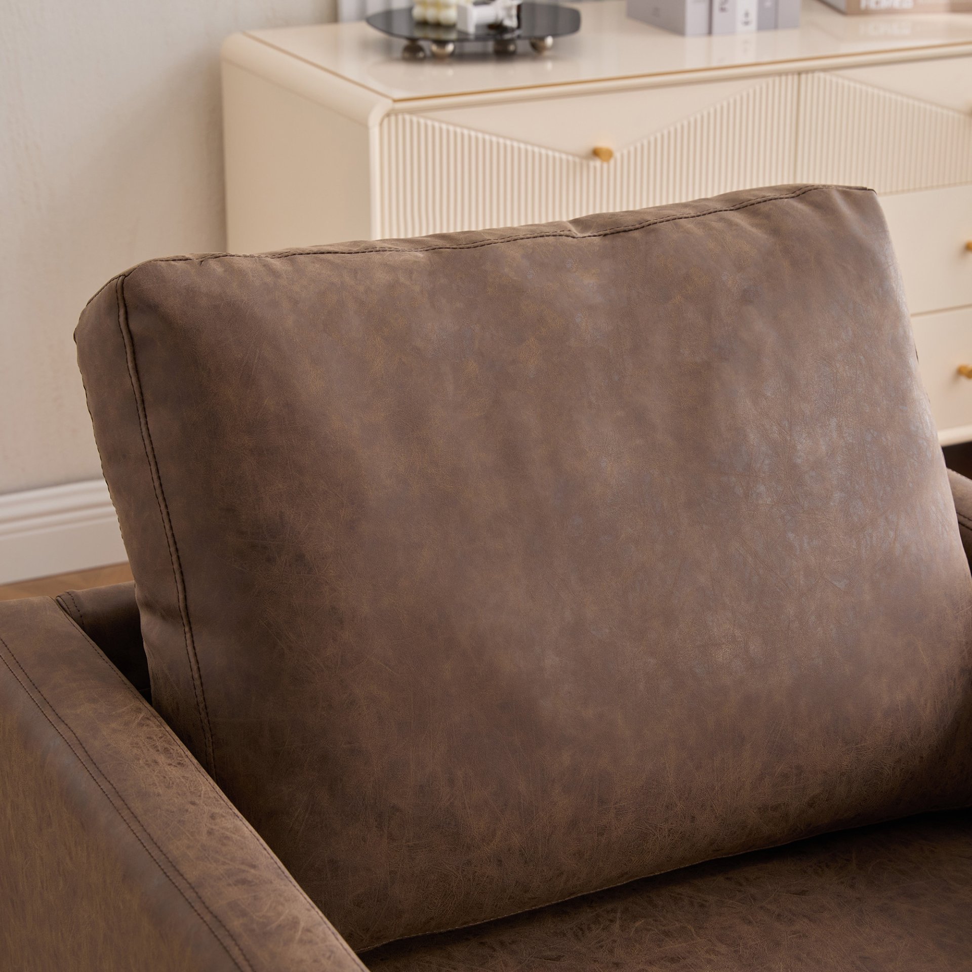 Modern 360 Degree Swivel Accent Chair CoffeeUpholstery - Coffee - Image 9