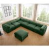 Large Modular Sectional Sofa With Storage Cylindrical Backrest And Armrests 6 Seats Chenille - Green - Image 4