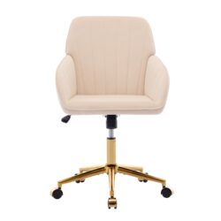 Ergonomic Office Chair With Swivel Function, Velvet, Comfortable For Long Sitting - Khaki