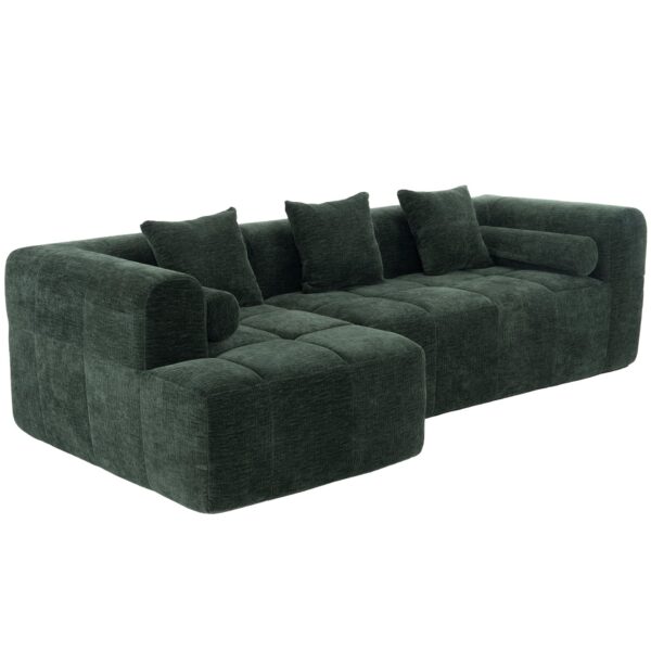 Sectional Sofa Full Compressed Sofa Modular Sofa Couch Free Combined Sofa With Deep Seating And 2 Side Pockets For Living Room - Green