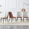 Modern Dining Chair (Set of 4) With Light Dual Tone Backrest And Metal Legs - Brown / Light Gray - Image 5