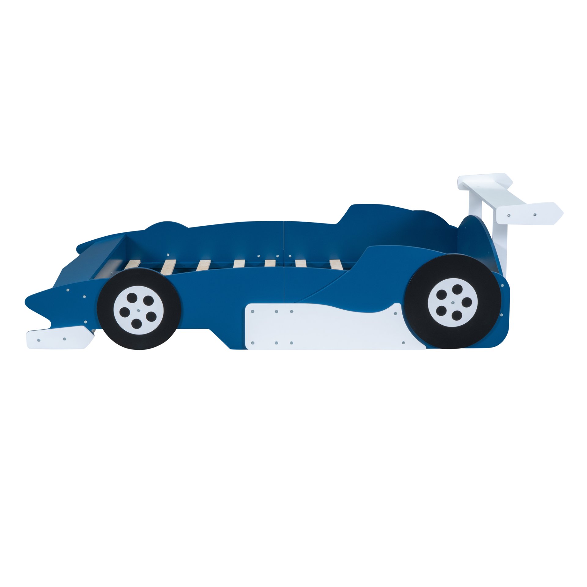 Full Size Race Car Shaped Platform Bed With Wheels - Blue - Image 8