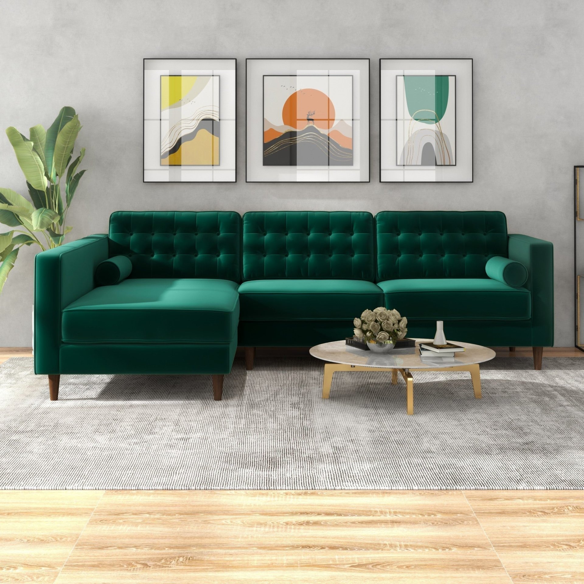 Christian - Sectional Sofa Left Facing - Green - Image 2