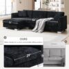 Modern Cloud Sectional Sofa L Shaped Luxury Couch Set With 2 Free Pillows 4 Seat With Oversized Chaise - Black - Image 20