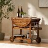 Wood And Aluminum Bar Cart With 2 Shelves - Oak / Silver - Image 8