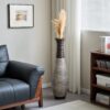 Tall Standing Designer Floor Vase Durable Artificial Rattan Elegant 2 Tone Finish Ideal Decor Accent For Living Room, Bedroom, Entryway Stylish Home Decor Statement Piece - Black / Gray - Image 8
