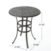 Traditional Style Cast Aluminum Bar Table With Lattice Design And Umbrella Holder - Bronze - Image 3