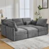 Modern Sectional Sofa Modular Sofa With Movable Ottoman, USB Ports & Phone Holder Chenille - Gray - Image 3