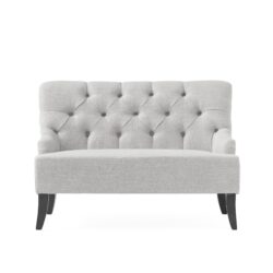 Nicole - French Style Upholstered Loveseat With Tufted Backrest - Light Gray