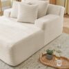 Modern Fluffy Velvet Single Lazy Sofa Lounge Chair For Living Rooms And Bedrooms - Beige - Image 6