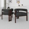 Modern Accent Chair Teddy Upholstered Armchair With Open Back 3 Legs Barrel Dining Chair - Black - Image 7