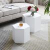 Hexahedron Coffee Tables For Living Room, Office, Bedroom (Set of 2) - White - Image 2