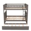 Full Over Full Bunk Bed With Twin Size Trundle, Guardrails - Brushed Gray - Image 6
