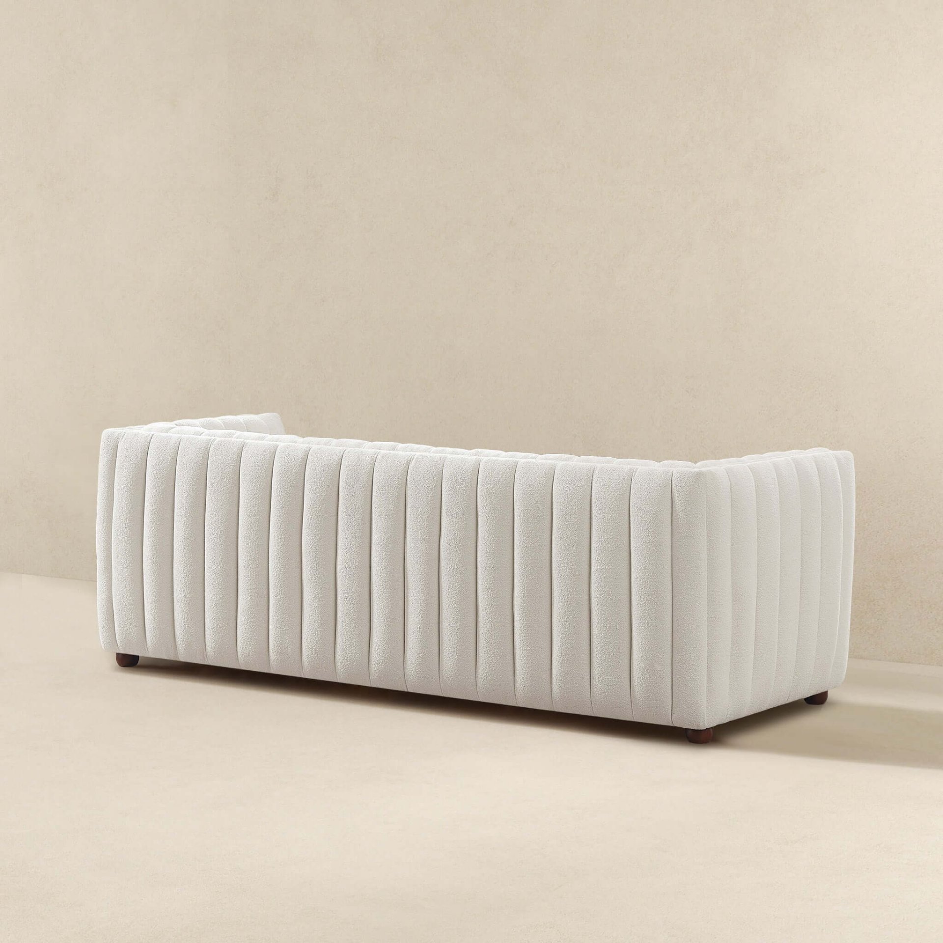 April - Mid-Century Modern Luxury Tight Back Boucle Couch - Ivory / Light Beige / White - Image 6