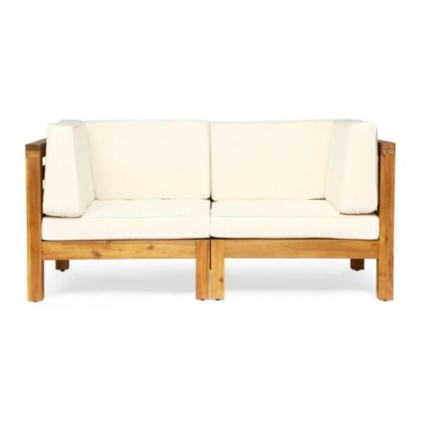 Oana - 2 Piece Loveseat Set With Acacia Wood Frame And Water Resistant Cushions - Beige