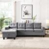 Modern Sectional Sofa Set With L Shape Chaise Lounge, Cup Holder, And Storage - Gray - Image 5
