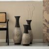 Desktop Vase, Classic And Neat Floor Vase, High Independent Flower Stand, Home Decoration Flower Stand (Set of 3) - Black White / Coffee - Image 12
