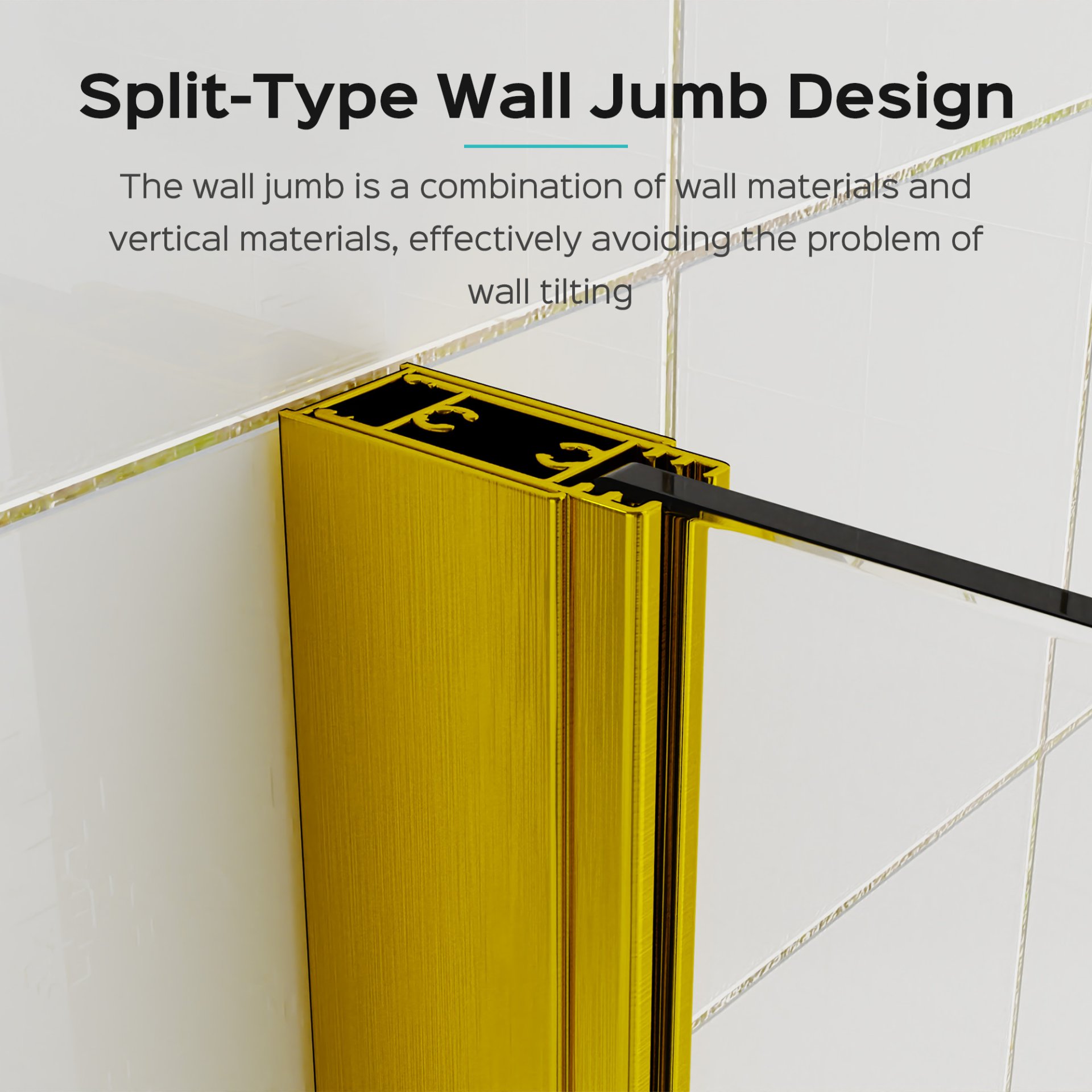 Frameless Folding Shower Doors For Bathtub - Brushed Gold - Image 4