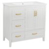 Elegant Freestanding Bathroom Vanity With Sink, Soft Closing Cabinet & Drawers - White - Image 20