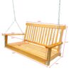 Front Porch Swing With Armrests For Outdoor Patio, Garden Yard, Backyard Or Sunroom - Teak - Image 3