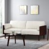 Retro Style Three Seater Sofa With Smooth Upholstery - Beige - Image 5