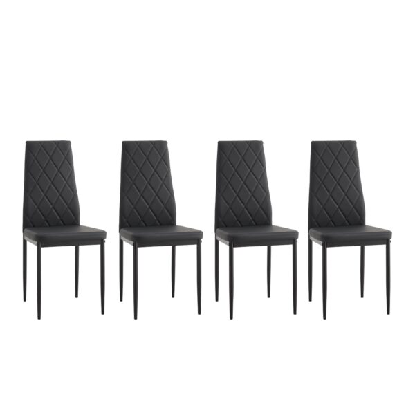 Modern Dining Chair (Set of 4) With Diamond Design - Black
