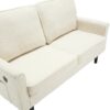 Mid Century Modern Loveseat Sofa With USB, Removable Pillow Cover - Beige - Image 23