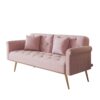 Velvet Sofa Bed With Nail Head Trim And Matching Throw Pillow - Pink - Image 10