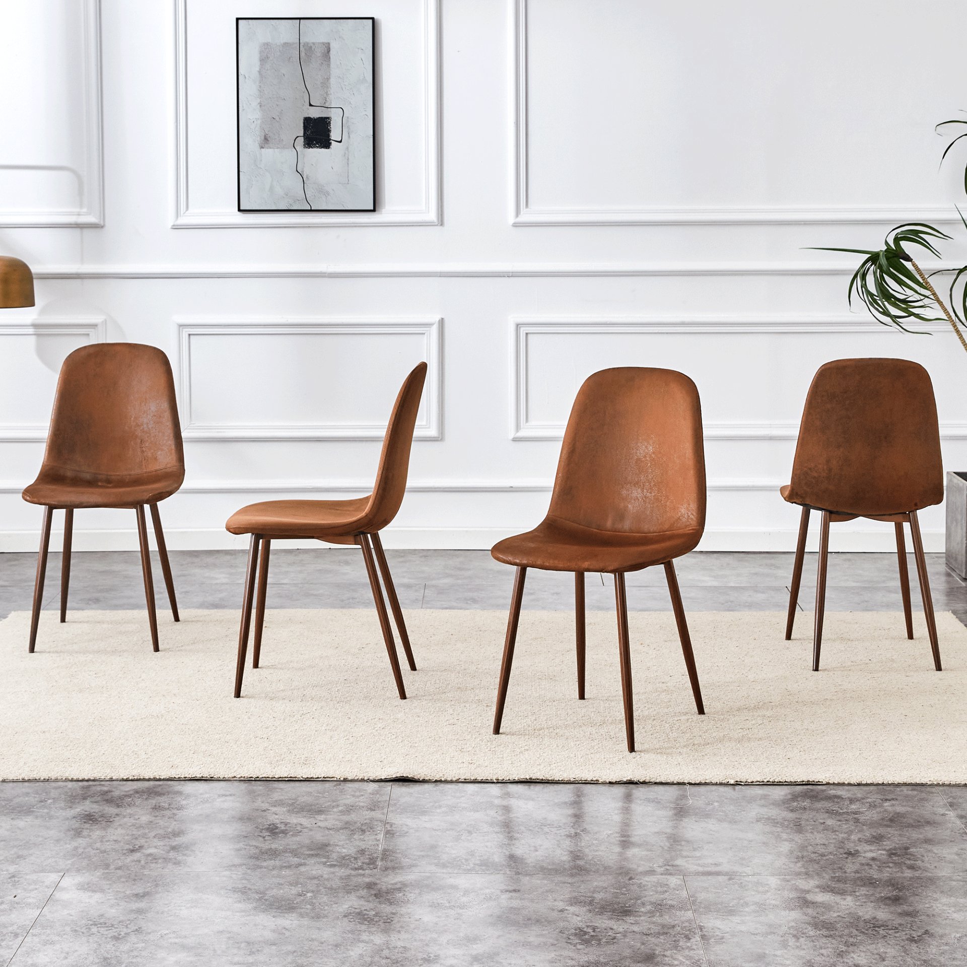 (Set of 4) Backrest AndTransfer Legs Chairs Adding A Touch Of Elegance To Minimalist And Scandinavian Style Homes - Walnut - Image 5