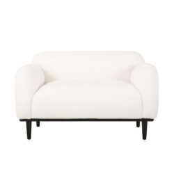 Sway - Upholstered Loveseat With Wood Legs And Round Arms - White