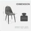 Modern Accent Dining Chairs (Set of 4), Upholstered Seat, Spoon Shape - Black / Gray - Image 3