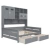 Full Size Daybed With 2 Drawers And All In One Cabinet And Shelf - Gray - Image 4