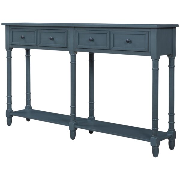 Hearth & Haven Daniel - Console Table With 2 Storage Drawers And Bottom Shelf For Living Room Entryway - Antique Navy