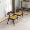Dakota - Velvet Dining Chair (Set of 2) - Brown / Yellow - Image 5